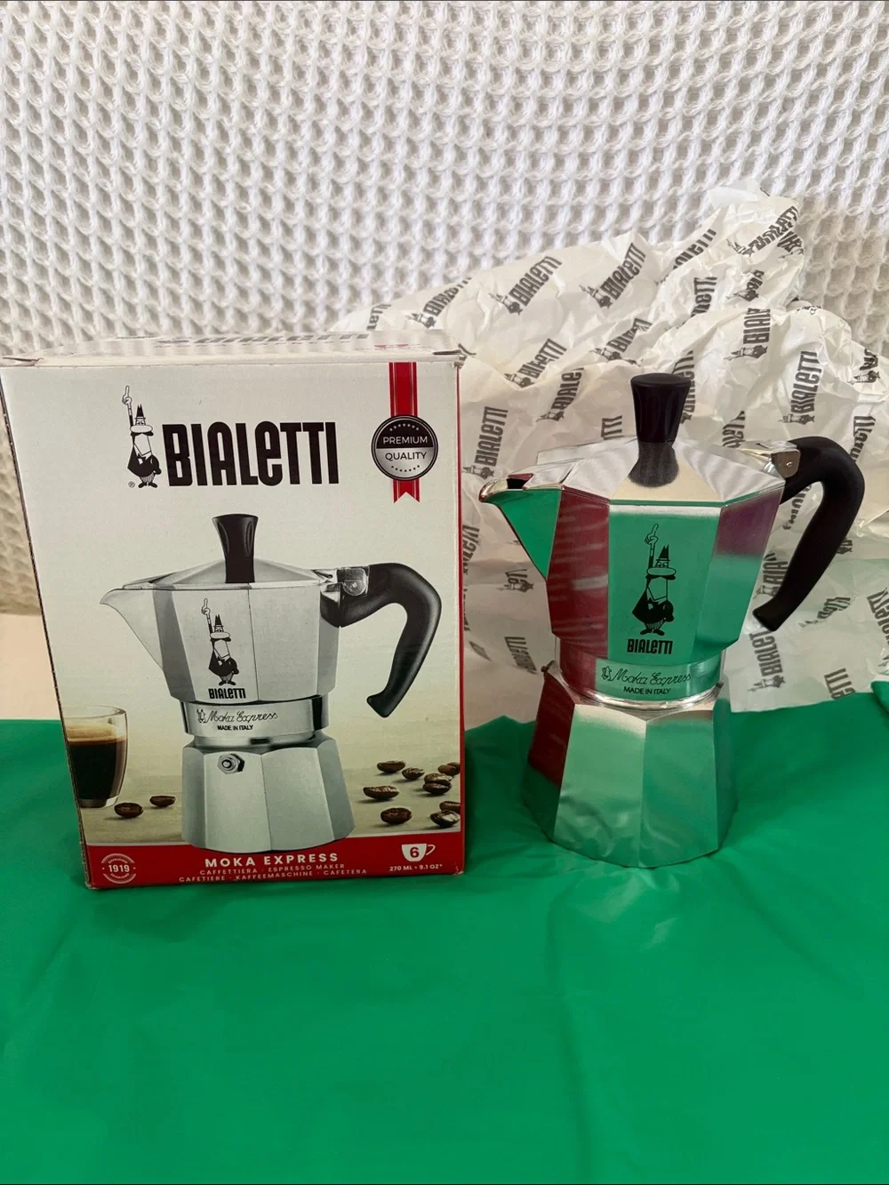 Bialetti Moka Express 6-Cup Stovetop Espresso Maker - Silver with Black Handle